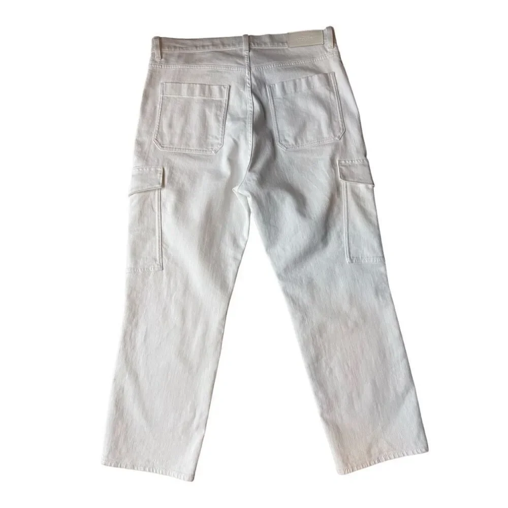 7 For All Mankind Logan High-Rise Cargo straight-leg Jeans In Bright White